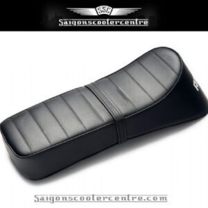 Ancillotti long sport seat upholstered in black with embossed upper and strap with rear printed white “ancillotti” logo. Black powder coated base. Catch plate not supplied.