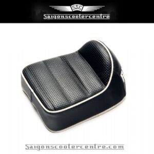 Ancilotti short racing seat in 2 tone black with white piping and rear “ancillotti” logo in white.