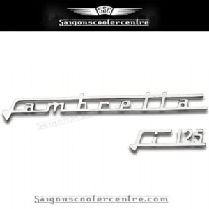 "Li125" Legshield badges 2 piece set. Brass and chrome plated