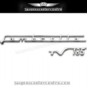 "Tv185" Legshield badges 2 piece set. Brass and chrome plated